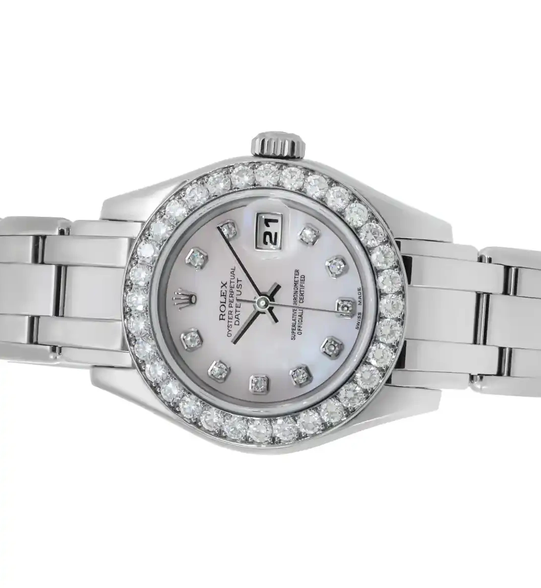 Prestigious Jewellers White Rolex 80299 Gold Datejust 0618